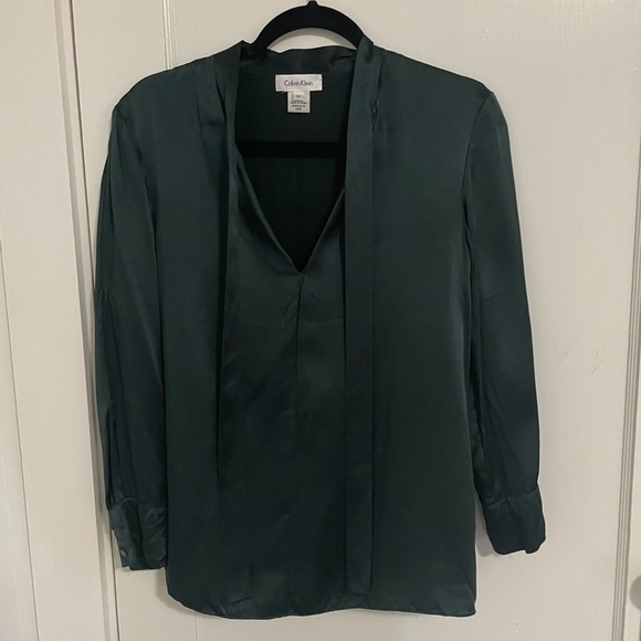 Calvin Klein Tops - Calvin Klein Silk Tie Neck Blouse Sz 10